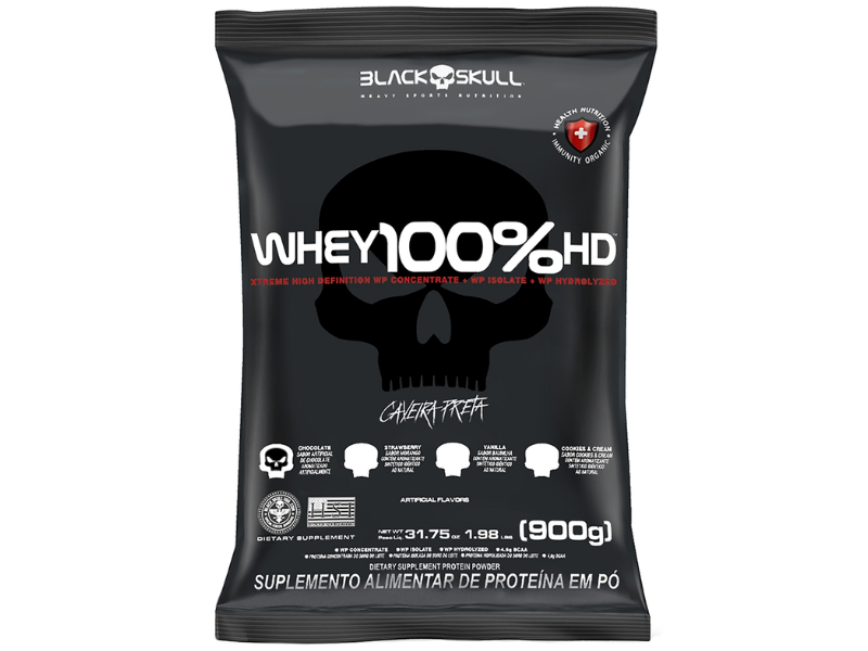 WHEY 100% 3W 900G REFIL - BLACK SKULL - Sua Saúde Distribuidora