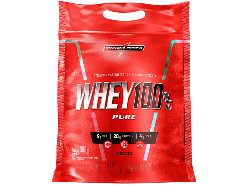 WHEY 100% PURE 900G REFIL - INTEGRALMEDICA - Sua Saúde Distribuidora