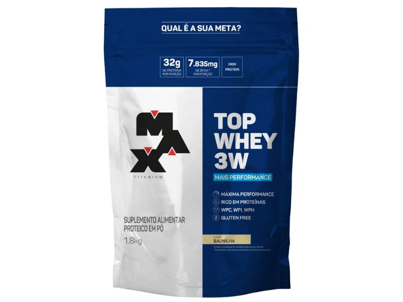 TOP WHEY 3W MAIS PERFORMANCE 1,8KG - MAX TITANIUM - Sua Saúde Distribuidora